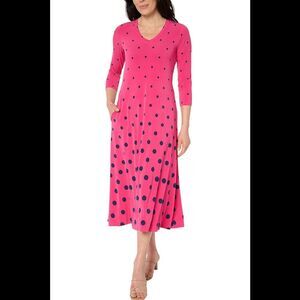 Attitudes by Renee Como Women's Jersey Ombre Polka Dot Midi Dress Pink - Petite